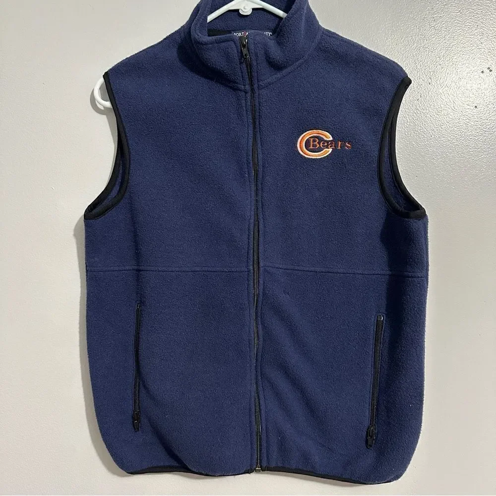 Chicago Bears Port Authority Navy zip up vest w/embroidery emblem size Youth L